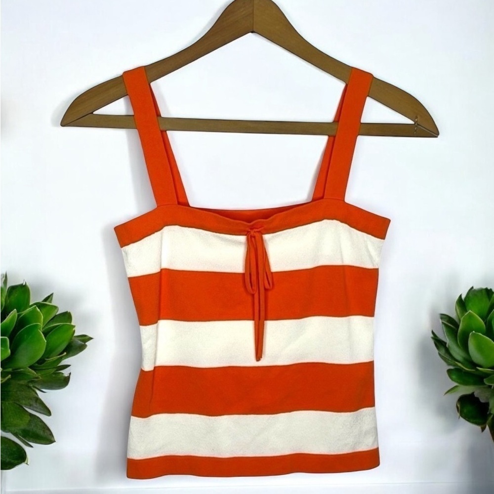 Banana Republic Orange White Striped Knit Tank Top XS Halloween